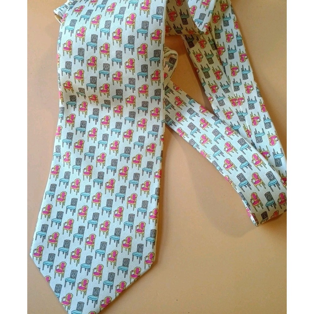 Vineyard Vines 2005 Vincent Ford Custom Collection Chairs Yellow Tie 100% Silk